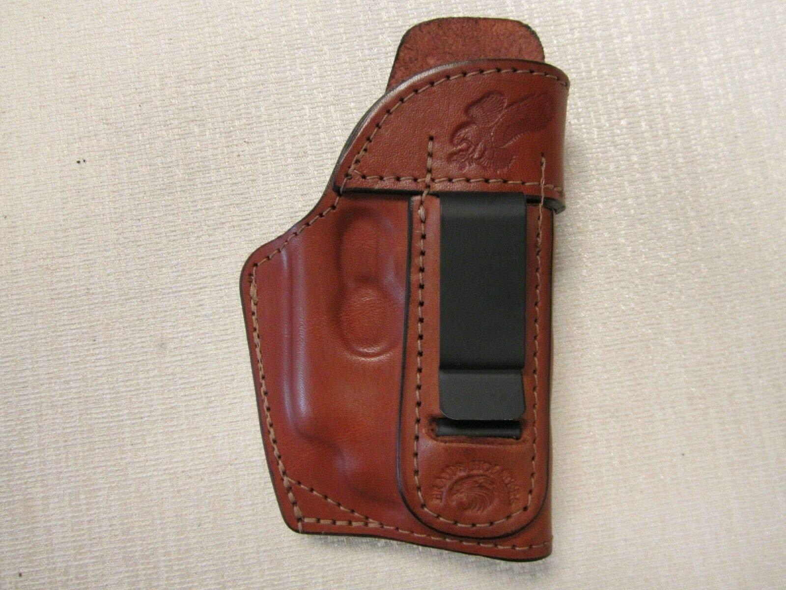 Braids Holsters Fits KAHR PM9 & CM9 with CT Laser, iwb, Formed Brown Leather Holster with Shield