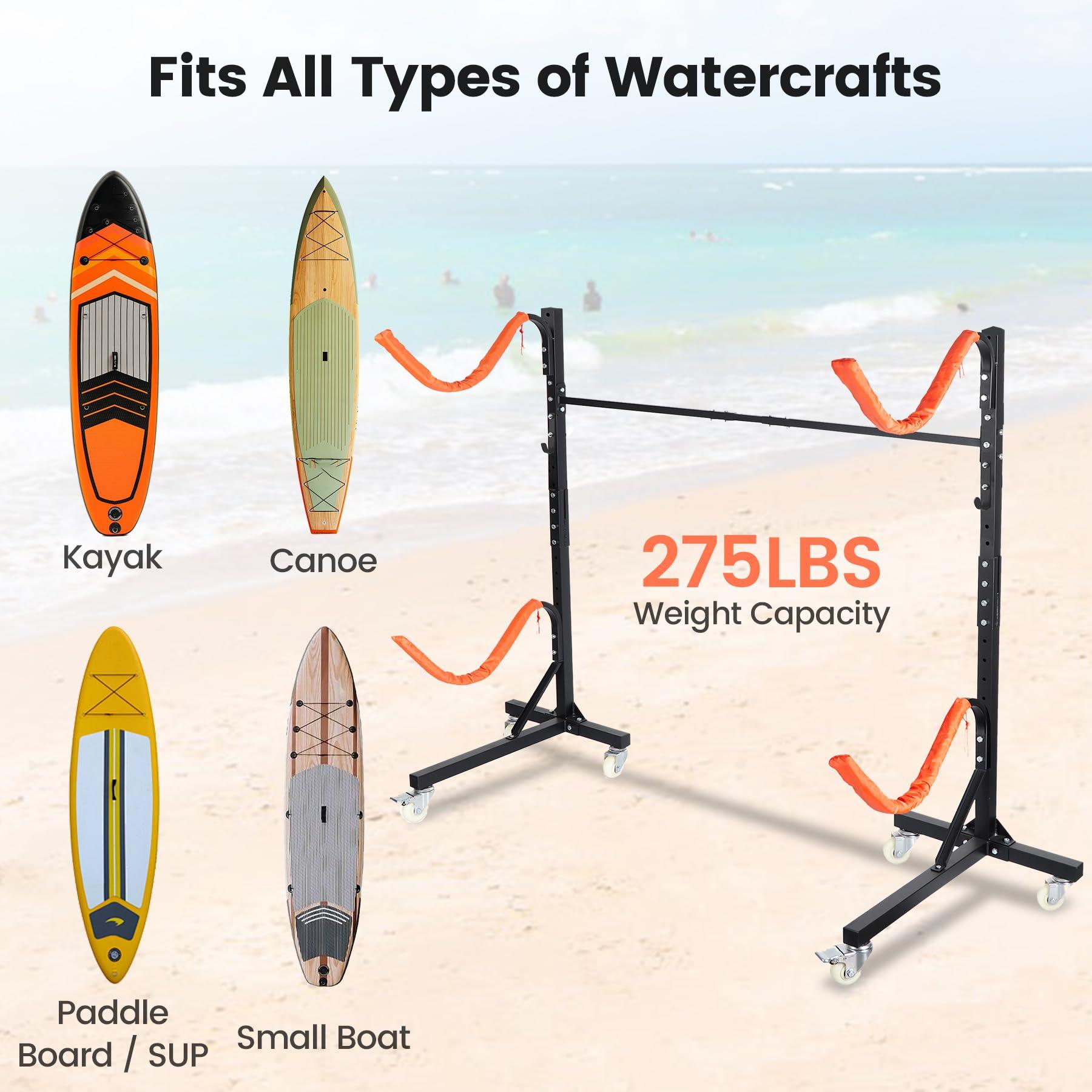 Neorexon Neorexon Freestanding Kayak Storage Rack, Kayak Racks for Outdoor Storage 2 Kayak, Kayak Stand Heavy Duty Storage for Kayaks, Canoes, SUP and Surfboards