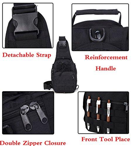 Rullar Rullar Small Hiking Daypack Sling Chest Bag Multifunctional Shoulder Messenger Crossbody Backpack Camping Pack Black