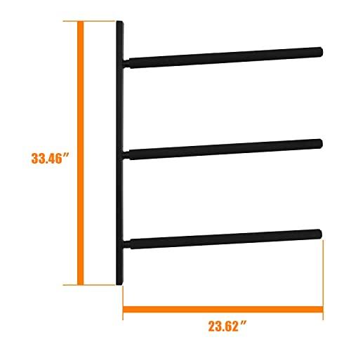 Yes4All Yes4All Heavy Duty Steel Wall Mount Paddle Board Racks, Surfboard Hanger with Padded Foam, Store & Display Up to 3 Surfboards, Snowboards, Longboards, Black, 34.25\" x 5.51\" x 3.54\"