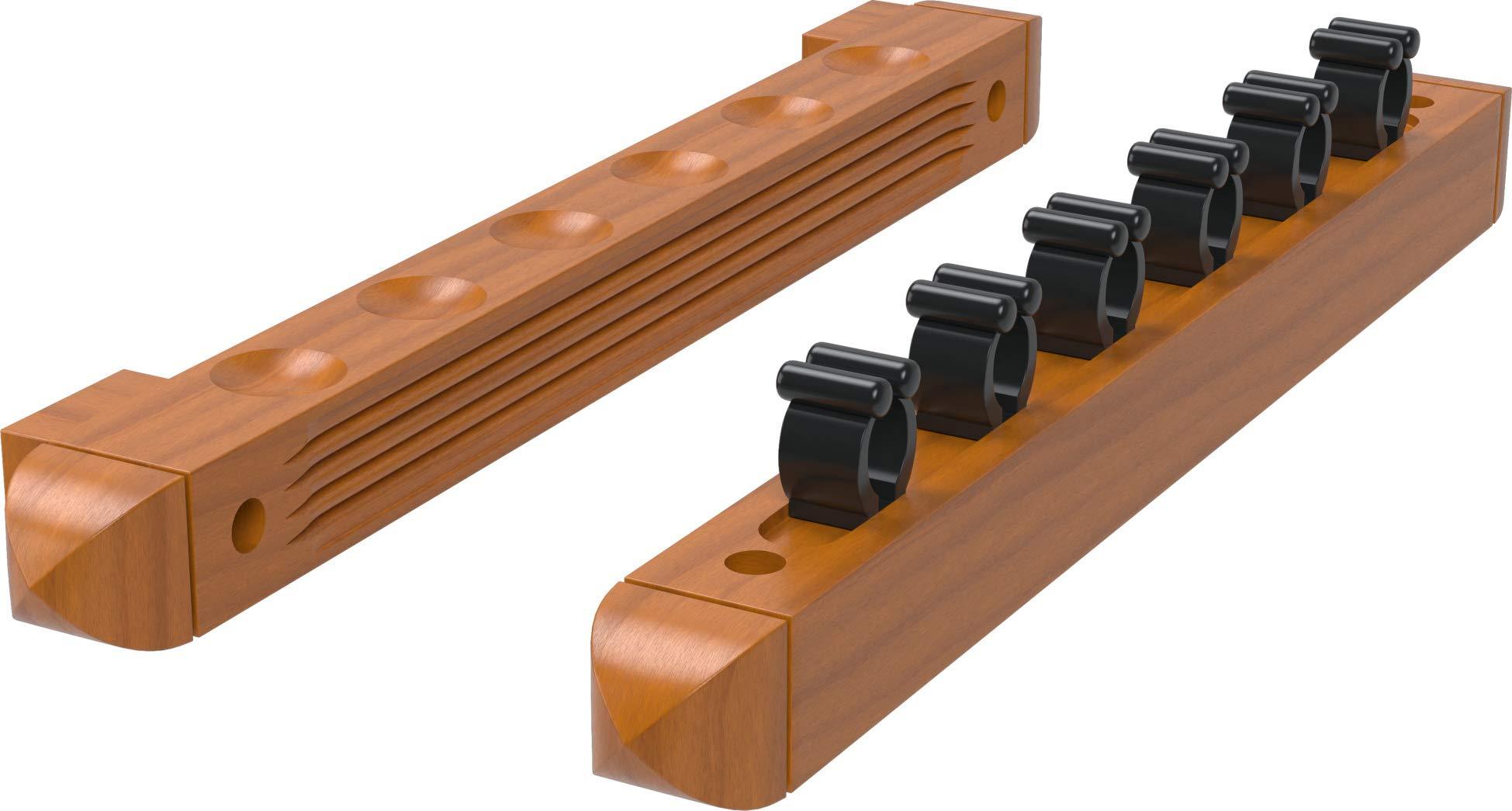 Fat Cat Fat Cat 2-Piece Wall Mounted Hardwood Billiard/Pool Cue Rack, Holds 6 Cues
