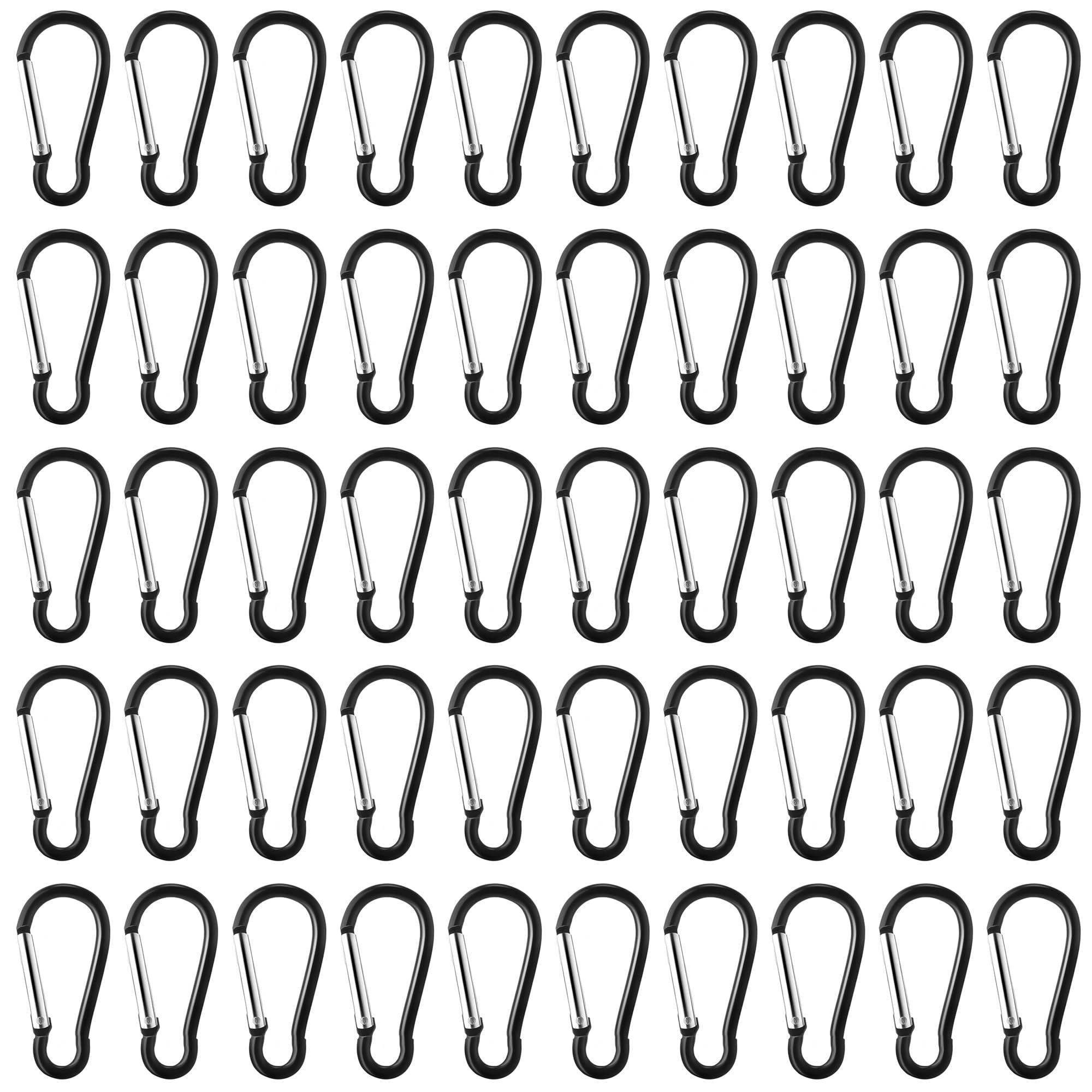 SAMLOO 200 Pack Bulk Aluminum Carabiner Small Spring Clip Hook Spring-Loaded Gate Keychain Buckle Pack for Camping Hiking Backpack Bottle, Black