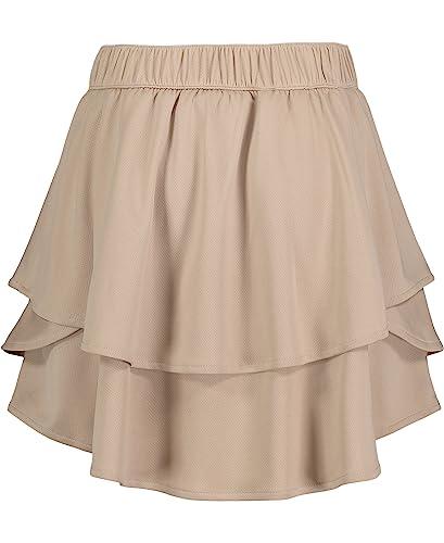 Nautica Nautica Girls' School Uniform Pull-On Scooter, Skirt with Undershorts, Elastic Waistband, Soft & Comfortable Material, Khaki/Pin Dot, 12