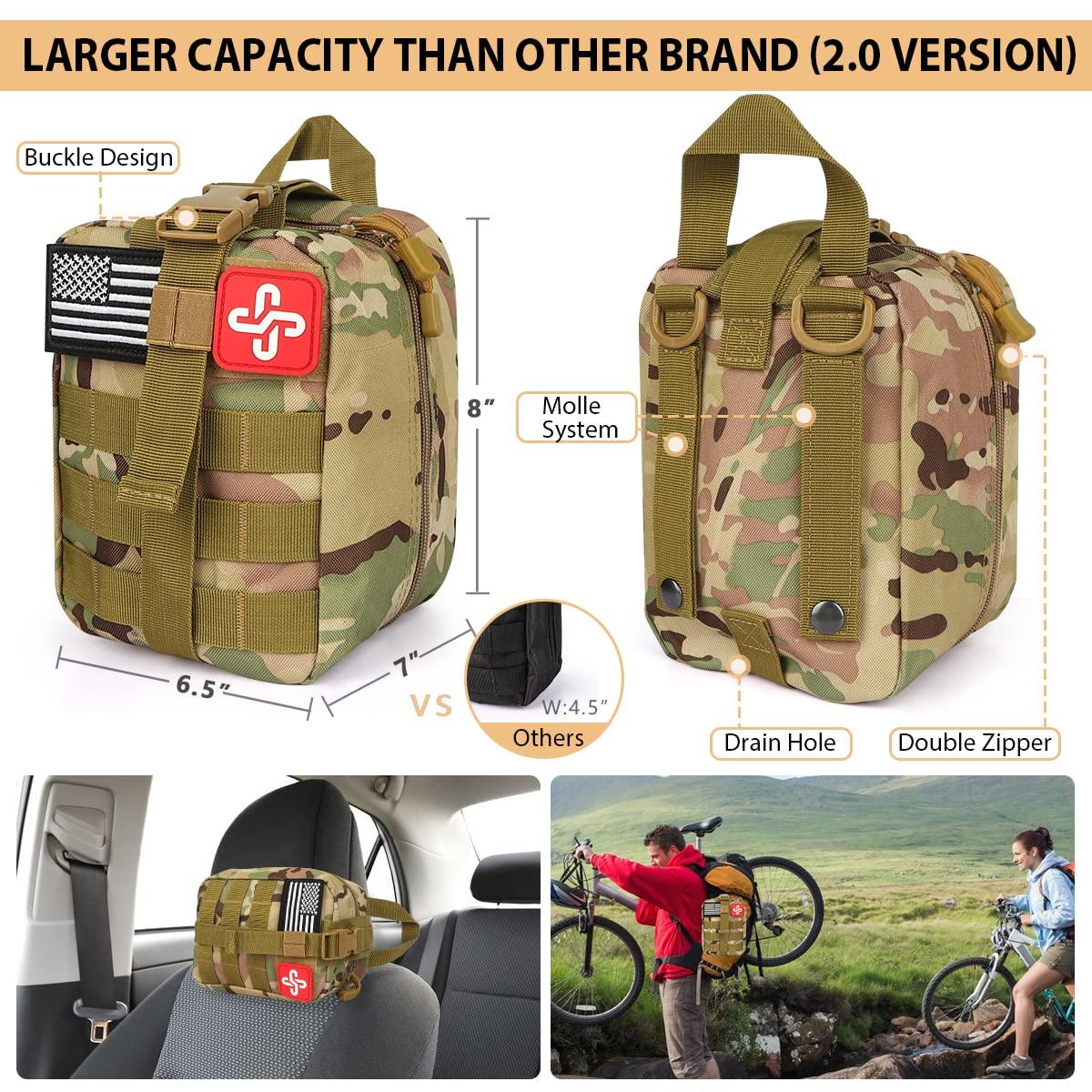 HIHEGD Survival Kit, 250Pcs Survival Gear First Aid Kit with Molle System Compatible Bag and Emergency Tent, Emergency Kit for Earthquake, Outdoor Adventure, Hiking, Hunting, Gifts for Men Women
