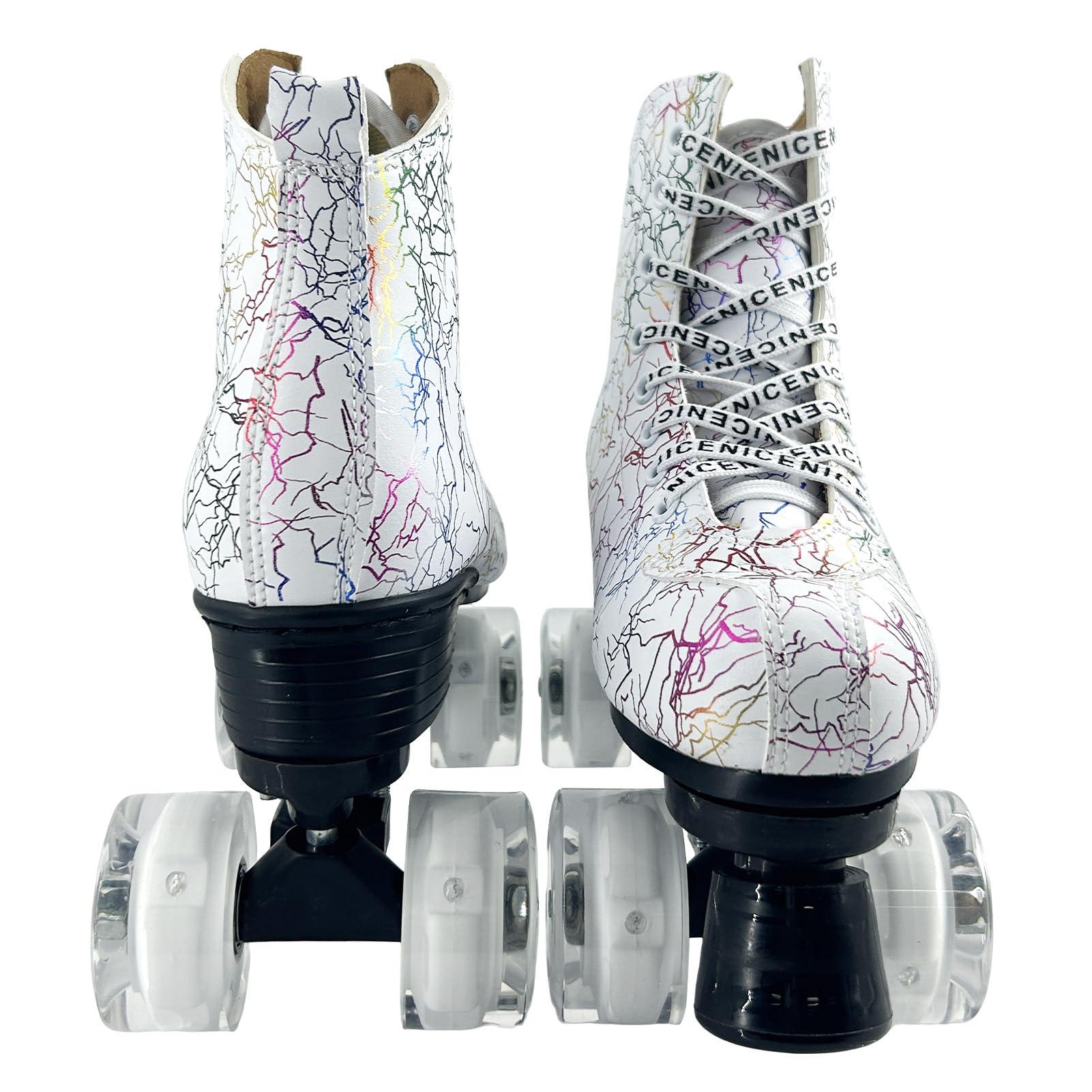 ugboiu Ugboiu Roller Skates for Men and Women, Derby Roller Skates with 4 Shiny Wheel, Classic Double-Row Skates for Indoor and Outdoor