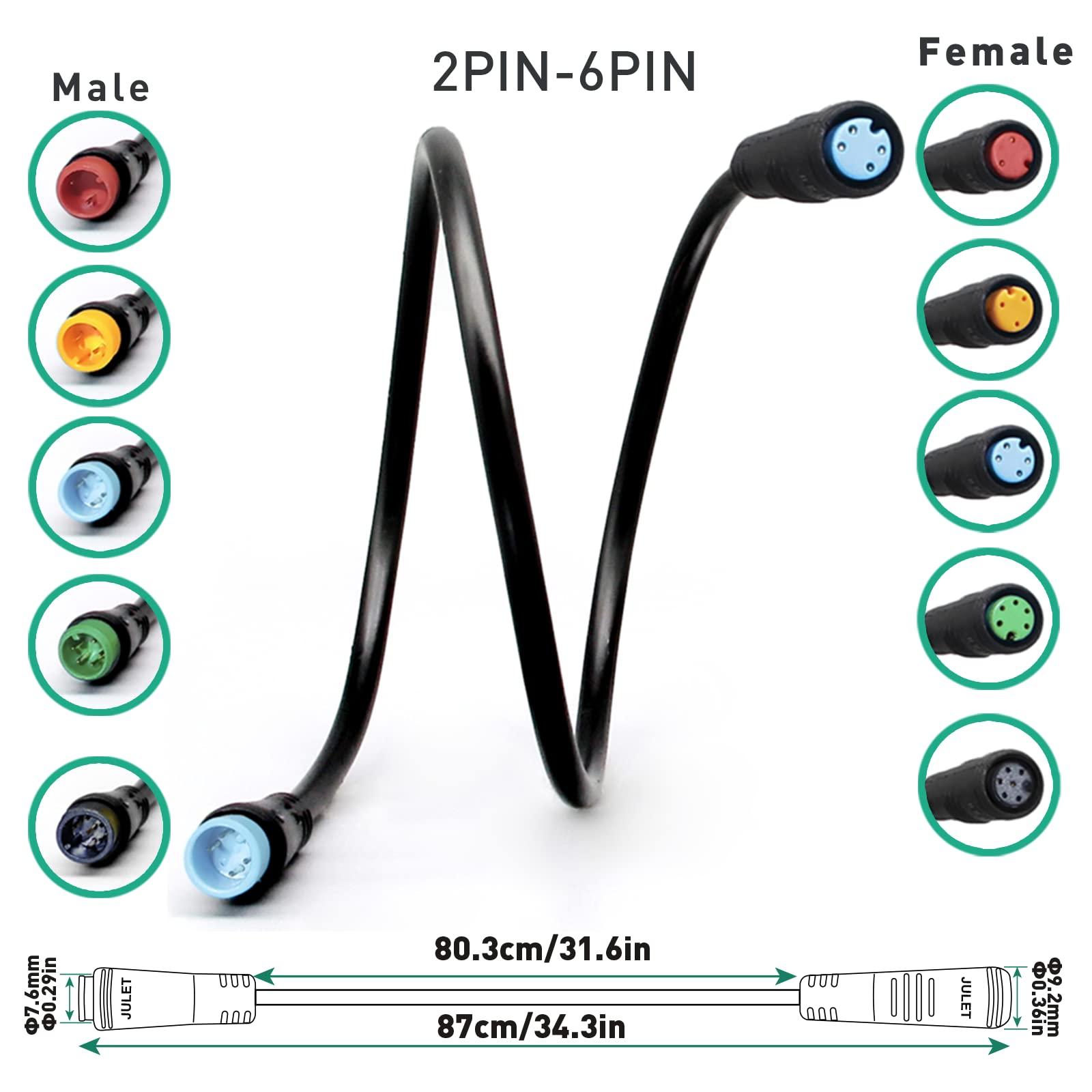 MUSELK Ebike Extension Cable 2/3/4/5/6 Pin Waterproof Plug Female to Male for Electric Bicycle Motorbike Mid Drive/Hub Motor Conversion Kit Light/Throttle/PAS/Display/Shift Sensor Signal Line (2PIN-M-M)