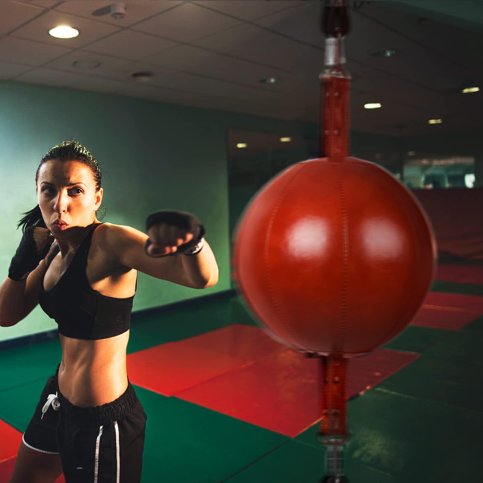 INNOLIFE InnoLife Double End Punching Ball Striking Punching Bag Kit, Speed Striking Reflex Kit with Bungee Cords Perfect for Reaction, Agility, and Hand Eye Coordination Training (Brown)