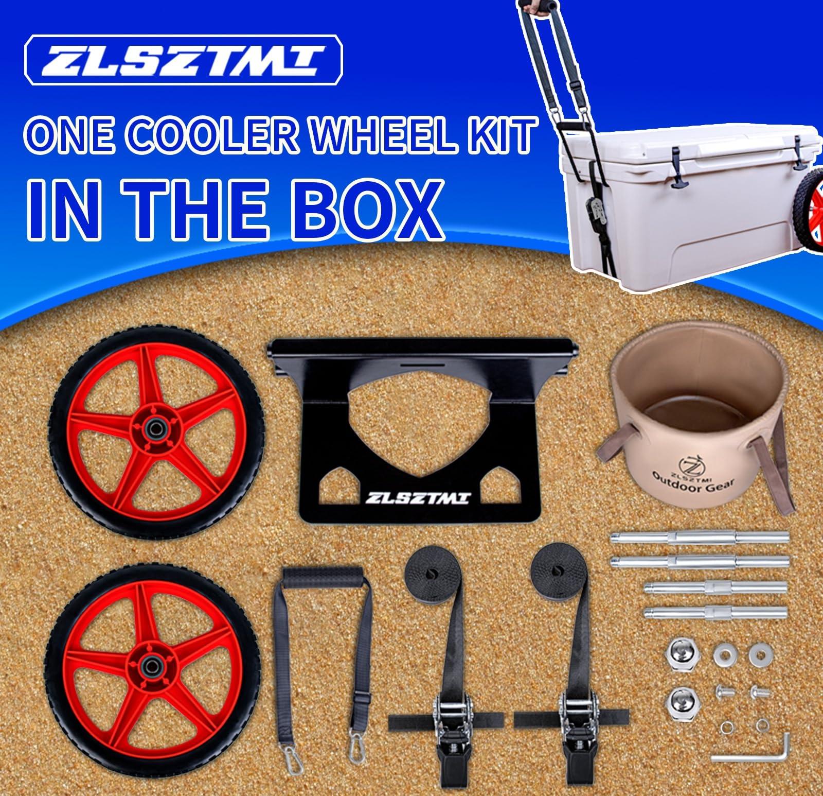 ZLSZTMI Upgraded Cooler Wheel Kit for Yeti/RTIC/Igloo Coolers Wheel Spacing up to19.8 Inches -12 IN Wheels Height Adjustable Cart Base for Ice Chest for Heavy Duty Coolers Camping Traveling Red&Black
