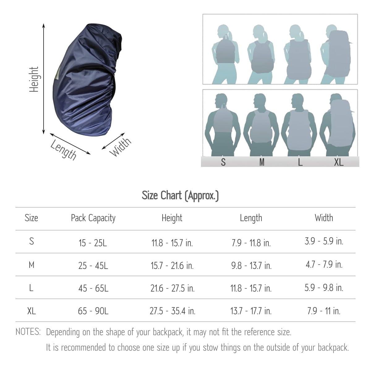 sheelokhwui sheelokhwui Waterproof Backpack Rain Cover, Heavy-Duty Nylon Pack Cover with Upgraded Double Adjustable Closure System and a Carry Pouch for Hiking, Cycling, Camping, Outdoor (Navy Blue, S, 15-25L)