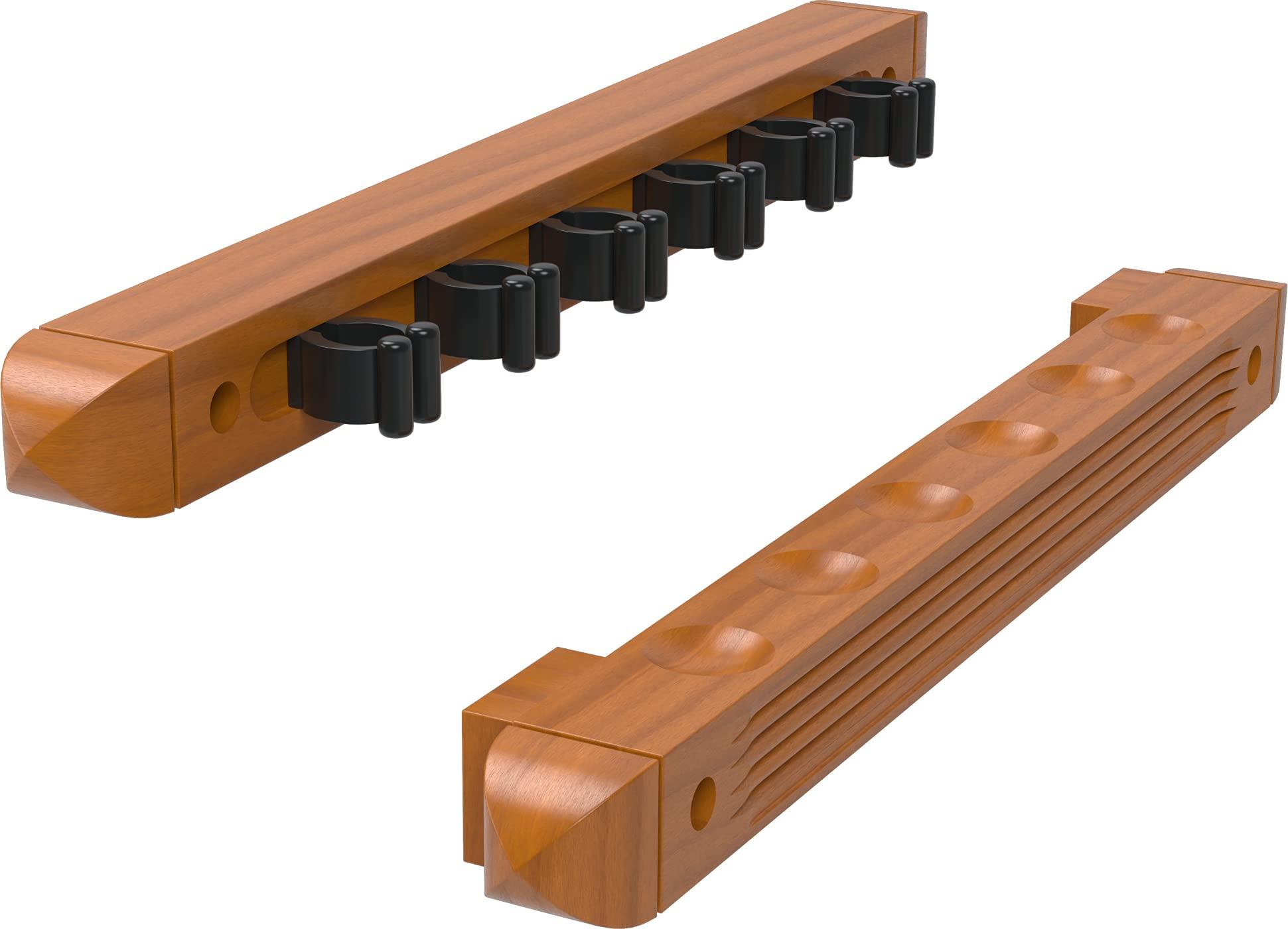 Fat Cat Fat Cat 2-Piece Wall Mounted Hardwood Billiard/Pool Cue Rack, Holds 6 Cues
