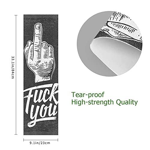 Hupery Hupery Middle Finger Sign Skateboard Grip Tape Longboard Griptape Waterproof Grip Tape Sheet Sticker Deck Sandpaper Griptape, 33.1x9.1 inch (Middle Finger)