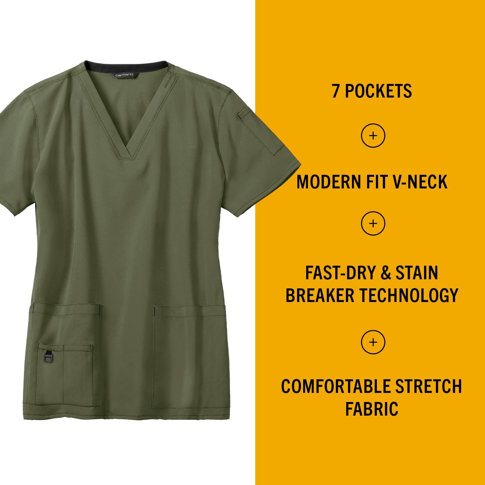 Carhartt Carhartt Scrubs C12110 Women's Force Cross-Flex V-Neck Media Scrub Top - 2X-Large Regular - Basil