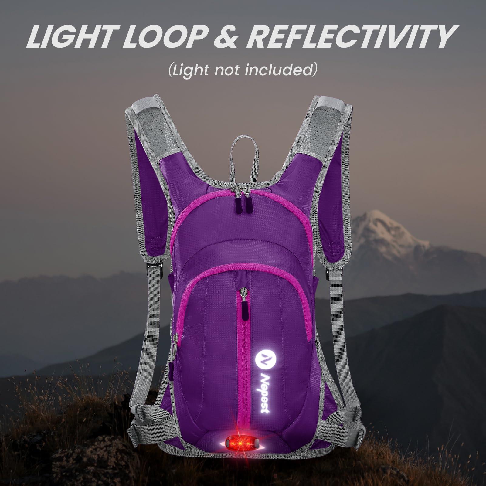 Nepest Nepest Hydration Pack Backpack with 2L Water Bladder, Lightweight Water Backpack for Hiking, Running, Biking, Dark Purple