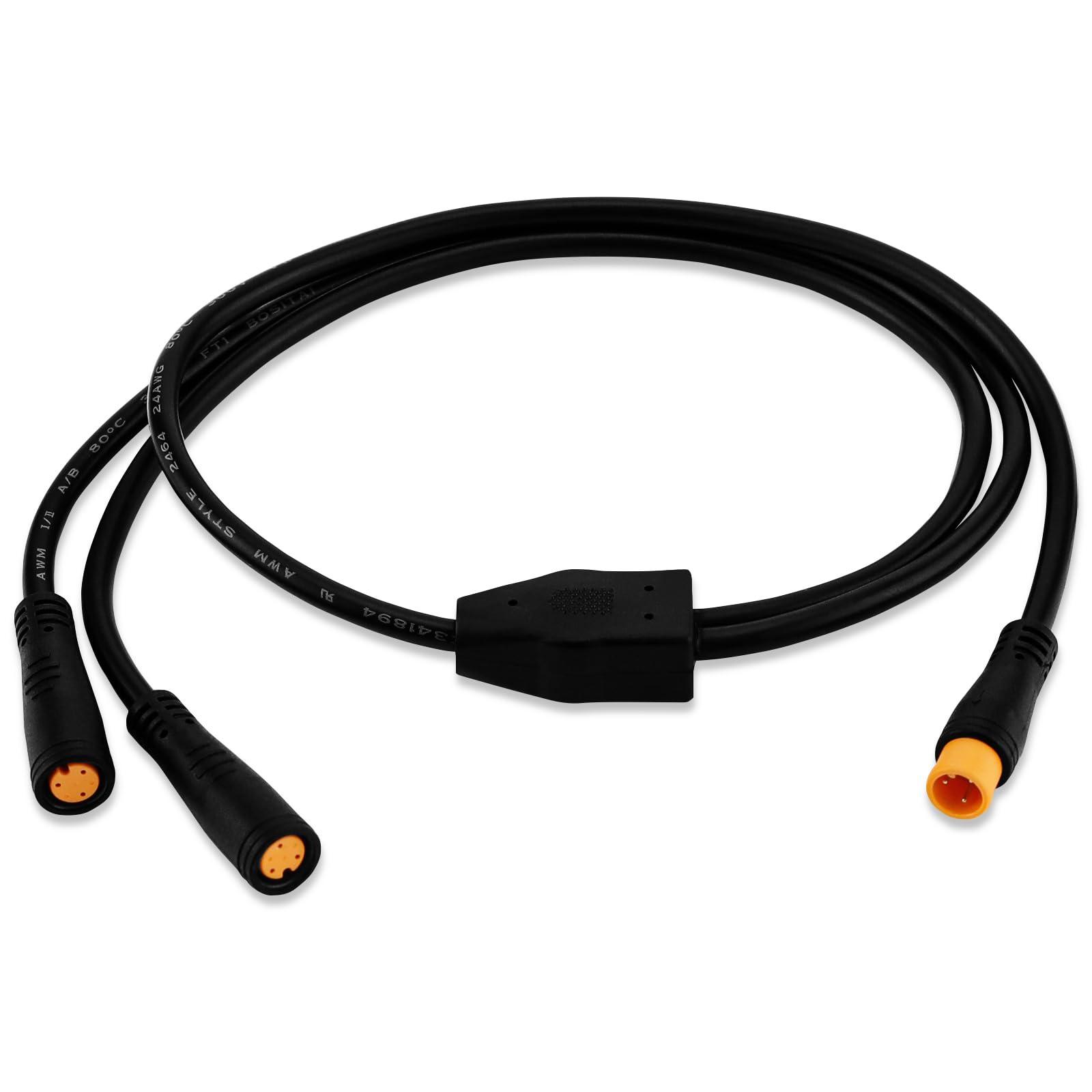 baluoqi baluoqi Electric Bike 1T2 Cable Y-Splitter Extending Wire with Waterproof 3 Pin Connector Extension Cable for Ebike Light, Gear Sensor and Brake in Ebike Conversion Kit