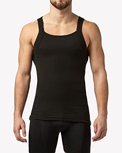 papi Papi Men\'s 3-Pack Cotton Square Neck Tank Top, Black, X-Large