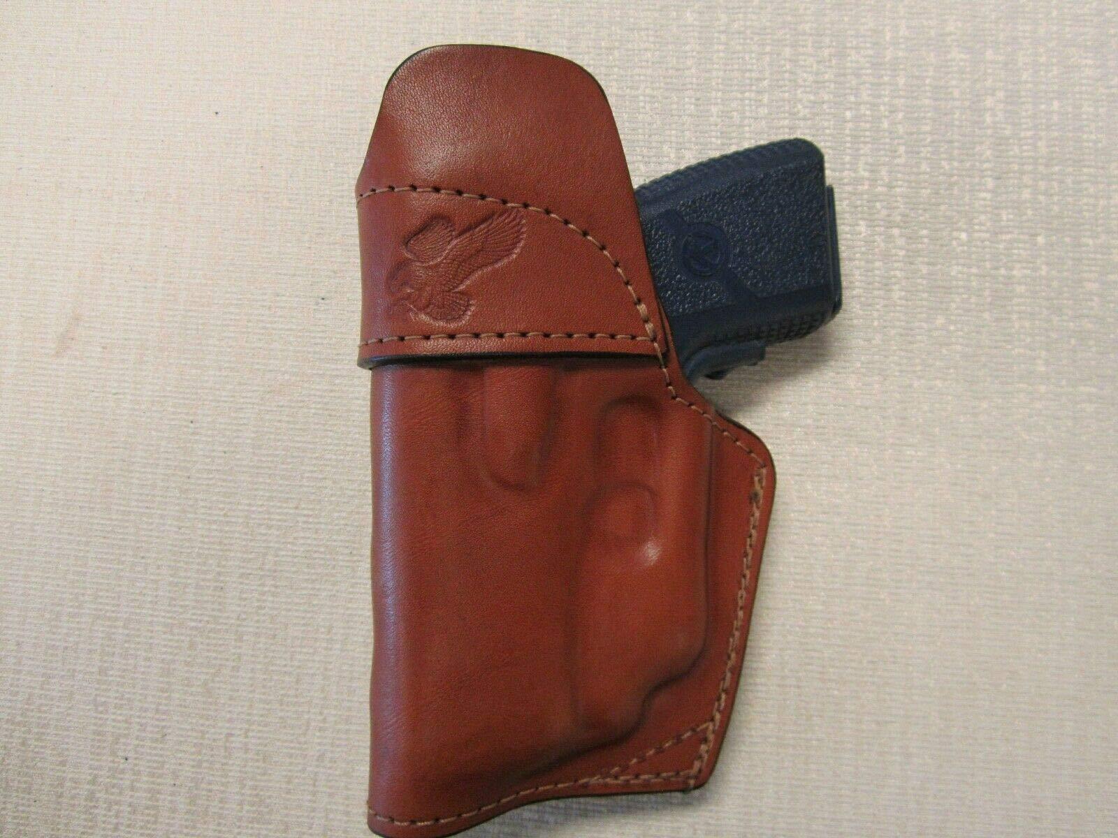 Braids Holsters Fits KAHR PM9 & CM9 with CT Laser, iwb, Formed Brown Leather Holster with Shield