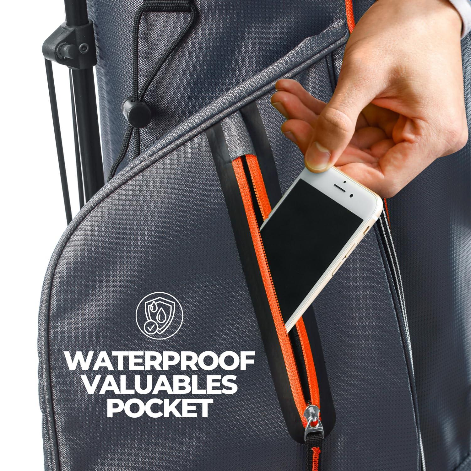Izzo IZZO Golf Ultra-Lite Stand Golf Bag with Dual-Straps & Exclusive Features, Grey/Orange, 3.2 pounds