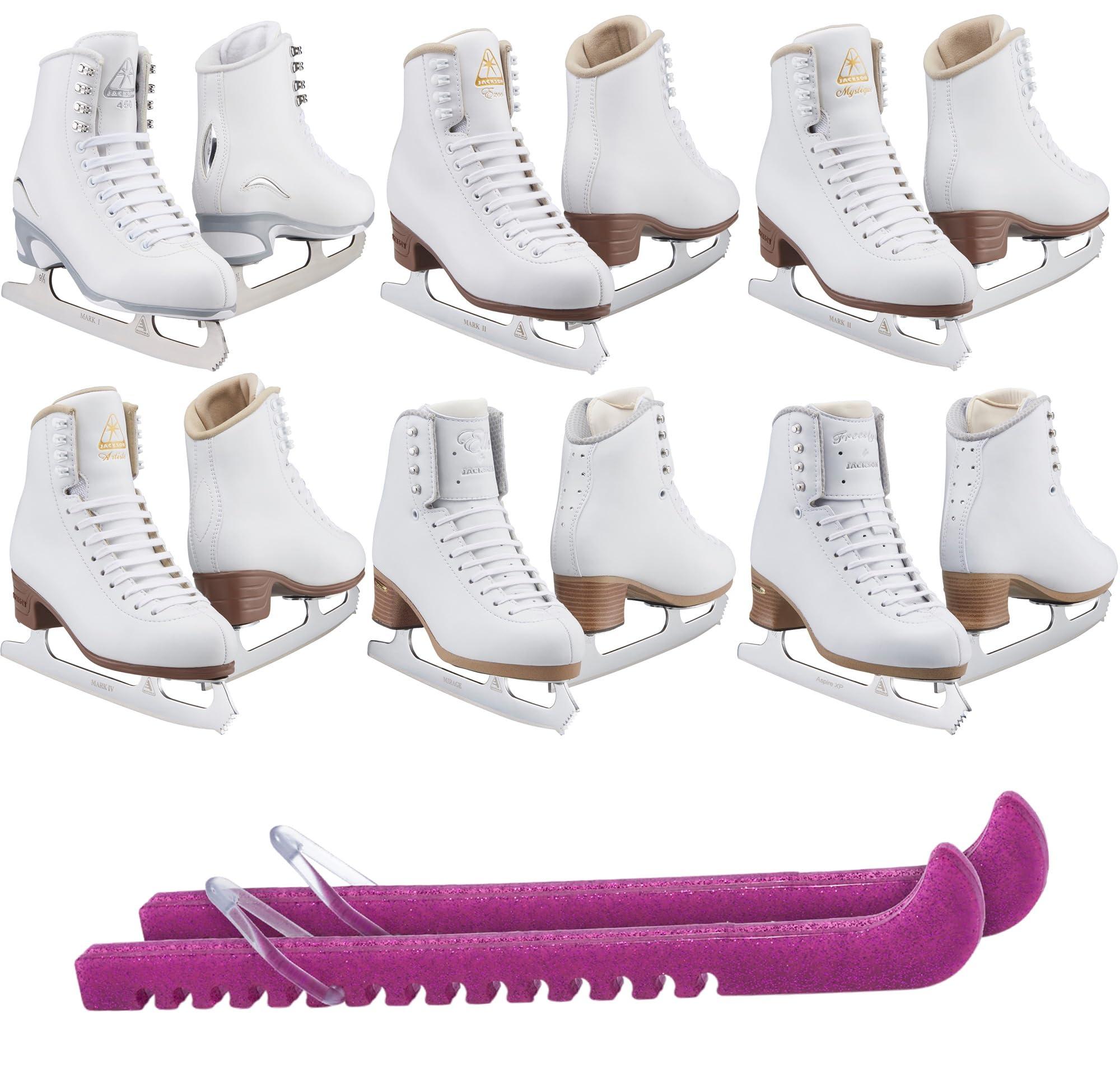 SKATE GURU Jackson Ultima Figure Ice Skates Finesse JS450 / Medium to Wide/Adult 7 Bundle with Bag and Guardog Skate Guards
