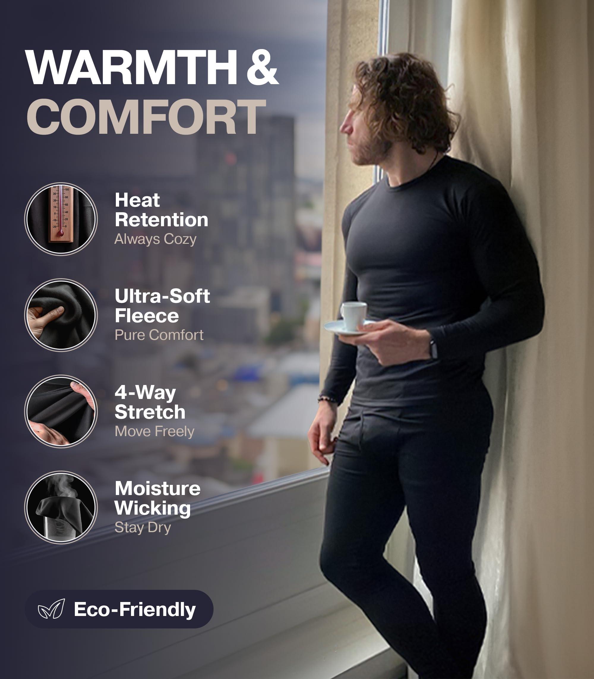 Thermajohn Thermajohn Long Johns Thermal Underwear for Men Fleece Lined Base Layer Set for Cold Weather (X-Small, Charcoal)