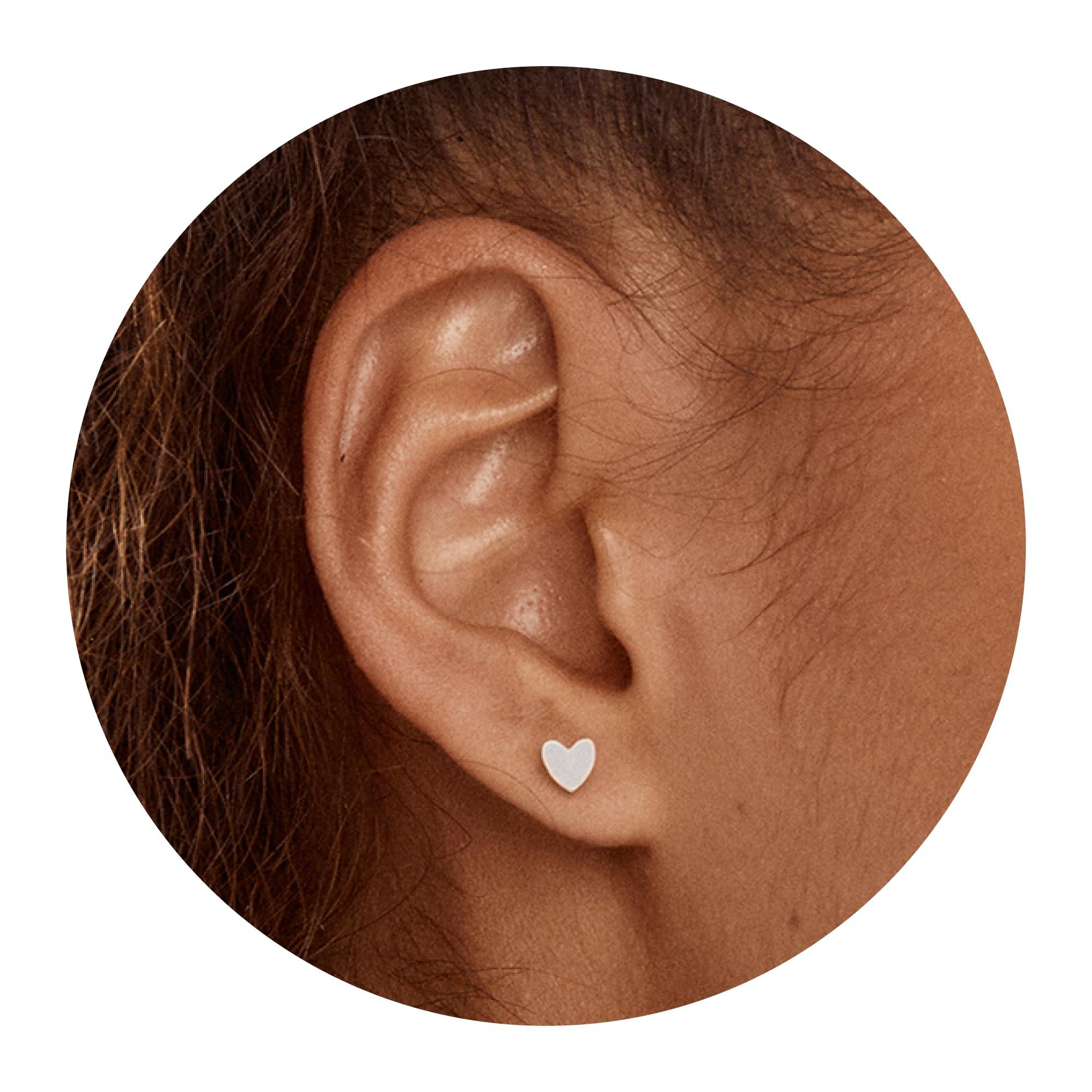 Tini Lux Tini Lux | Hypoallergenic Earrings | Titanium Priya Heart Studs | Silver | Titanium Stud Earrings for Women | Earrings Studs, Sensitive Ears, Trendy Womens Earring Set