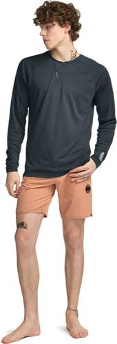TSLA TSLA Men's Rashguard Swim Shirts, UPF 50+ Loose-Fit Long Sleeve Shirts, Cool Running Workout SPF/UV Sun Shirts, Flow Charcoal, Large