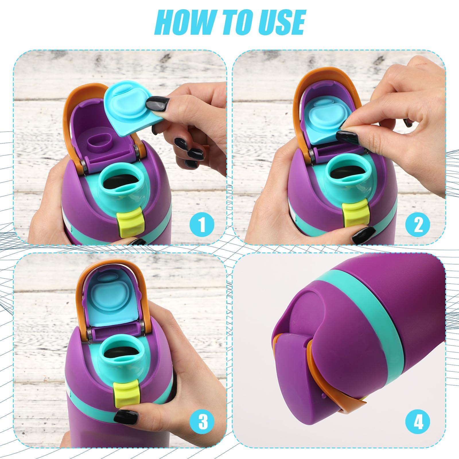 PEUTIER 4pcs Replacement Stopper Compatible with Owala FreeSip 24oz 32oz, Water Bottle Top Lid Gasket for Owala 19/24/32/40oz Seal Bottle Cap Mouth Stopper Part Silicone Plug Accessories BPA-Free (Cyan)