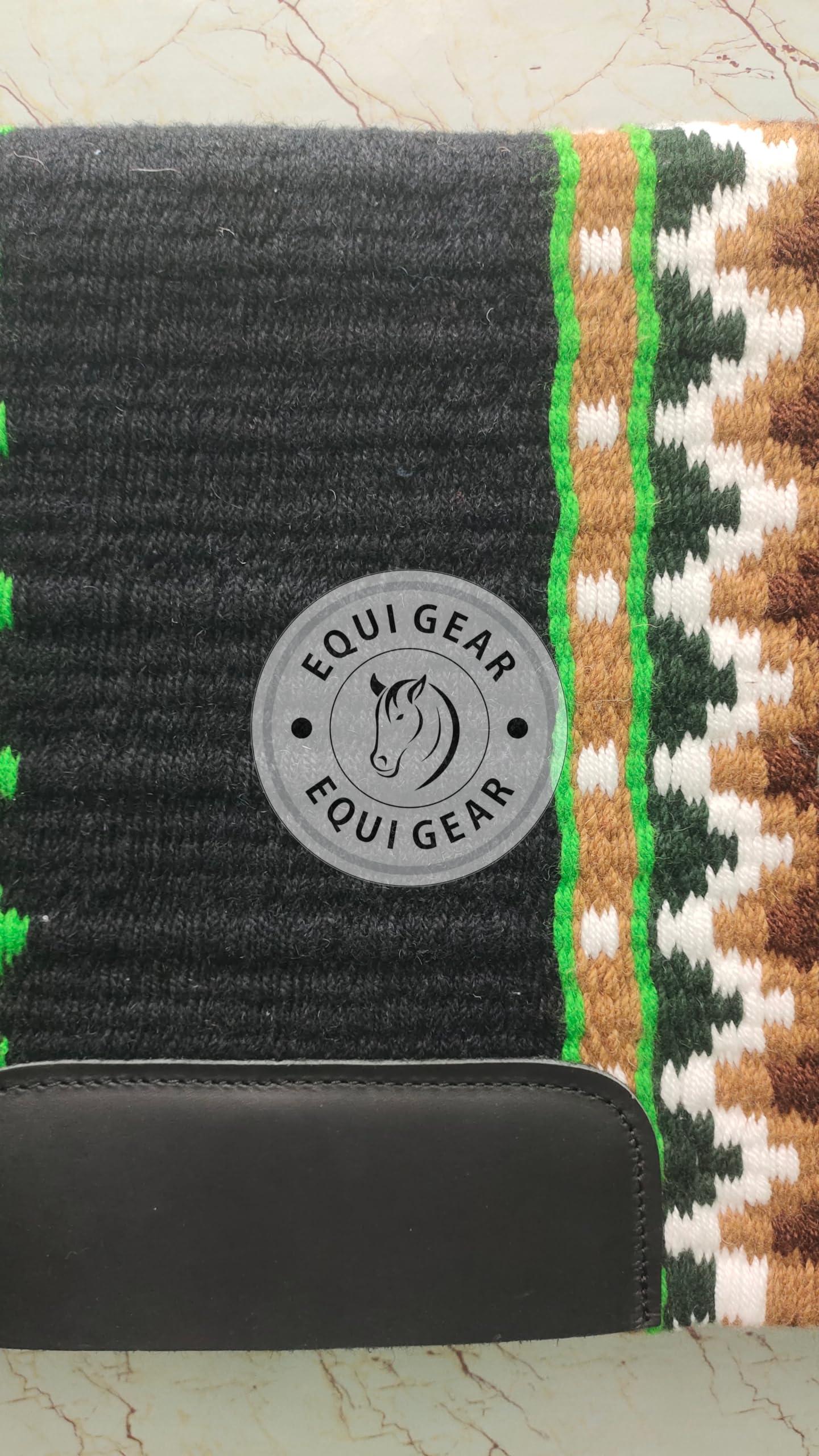 EQUIGEAR EQUIGEAR Western Ranch Horse Saddle Blanket New Zealand Wool Western Design Handmade Saddle Blanket Top Wool Pad Sensor Flex (Customization Available) ZB-062 (34" x 32")