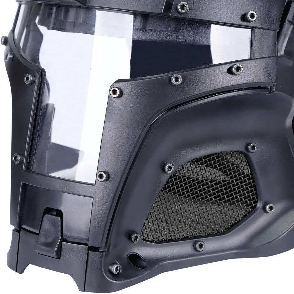 ACEXIER ACEXIER Tactical Military Ballistic Helmet Side Rail NVG Shroud Transfer Base Army Combat Airsoft Paintball Full Face Mask Helmet (Grey)