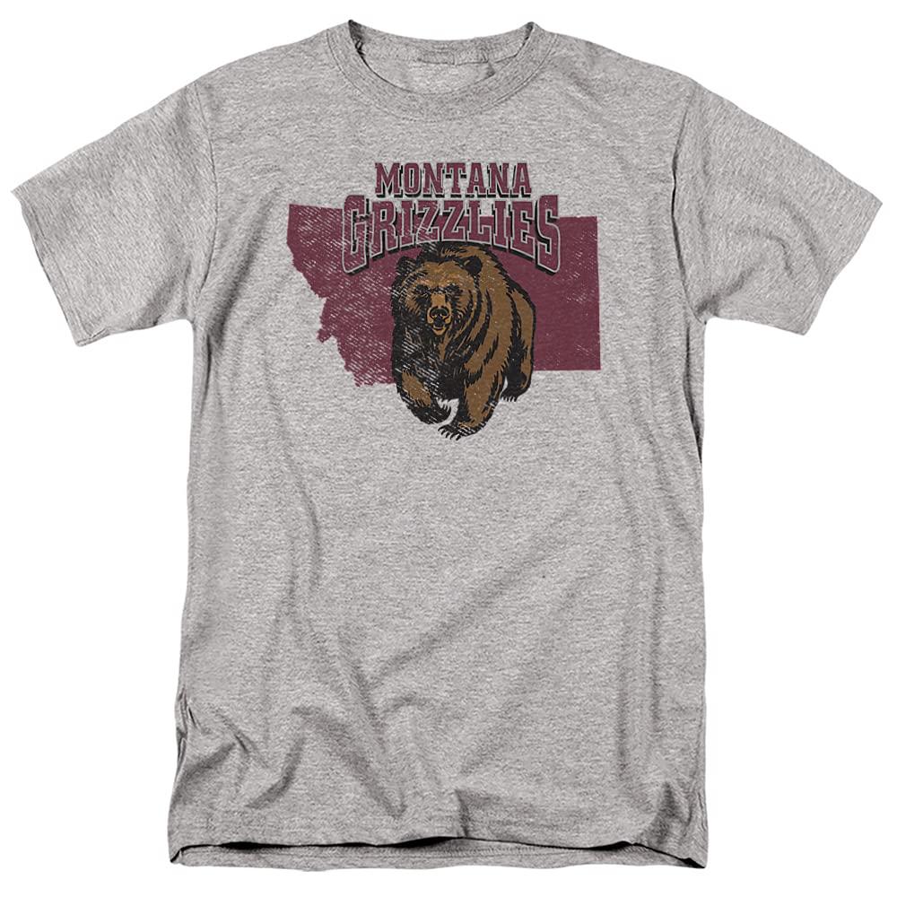 University of Montana University of Montana Official State Shape Unisex Adult T-Shirt, Athletic Heather, Small