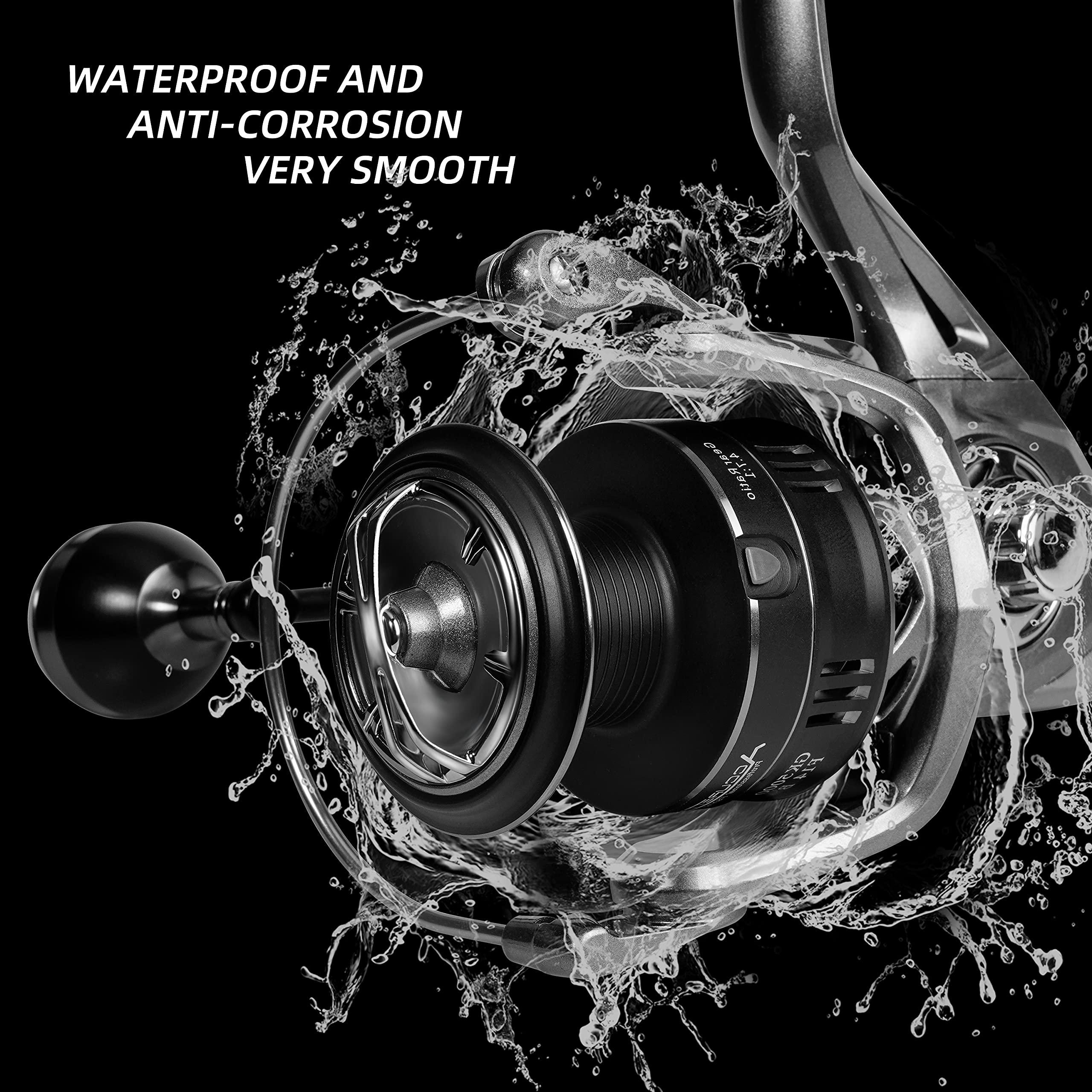 RIKIMARU Rikimaru Spinning Fishing Reels 13+1BB Stainless Steel Alloy Material Ultra Smooth Powerful Light Weight GK Serie (Matte Black, GK-3000)