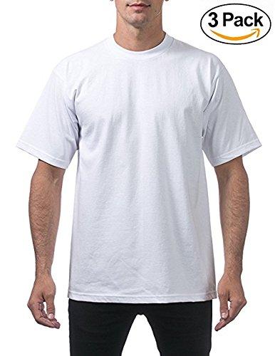 Pro Club Pro Club Men's 3-Pack Heavyweight Cotton Short Sleeve Crew Neck T-Shirt, White, 2XL-Tall