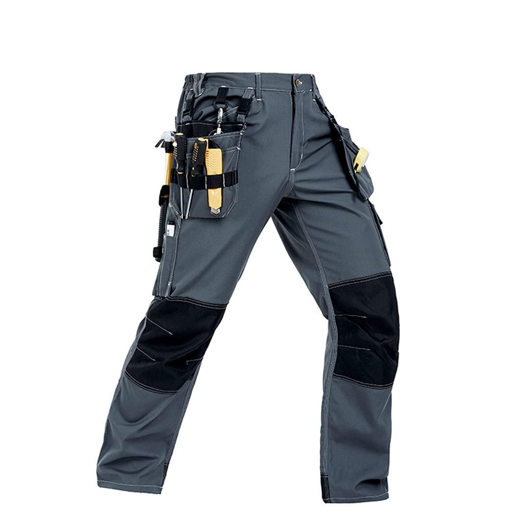 KEHAIOO KEHAIOO Men's Black Workwear Pants, Multi Pockets Working Uniforms, Stretch Military Tactical Pants 03 Black 3XL