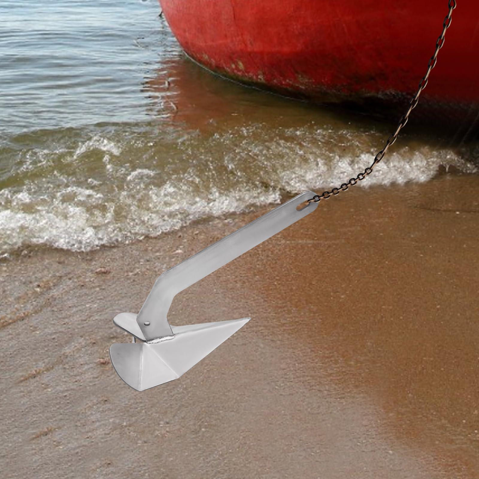 LOHISHILO LOHISHILO Boat Anchor Kit 35 lb Small Yacht Boat Anchor, Marine Stainless Steel 316 Wing Style Anchor 31.1 * 14.4.14.6in for Sand, Pebbles, Rocks, Grass, Seaweed, Coral Bottoms