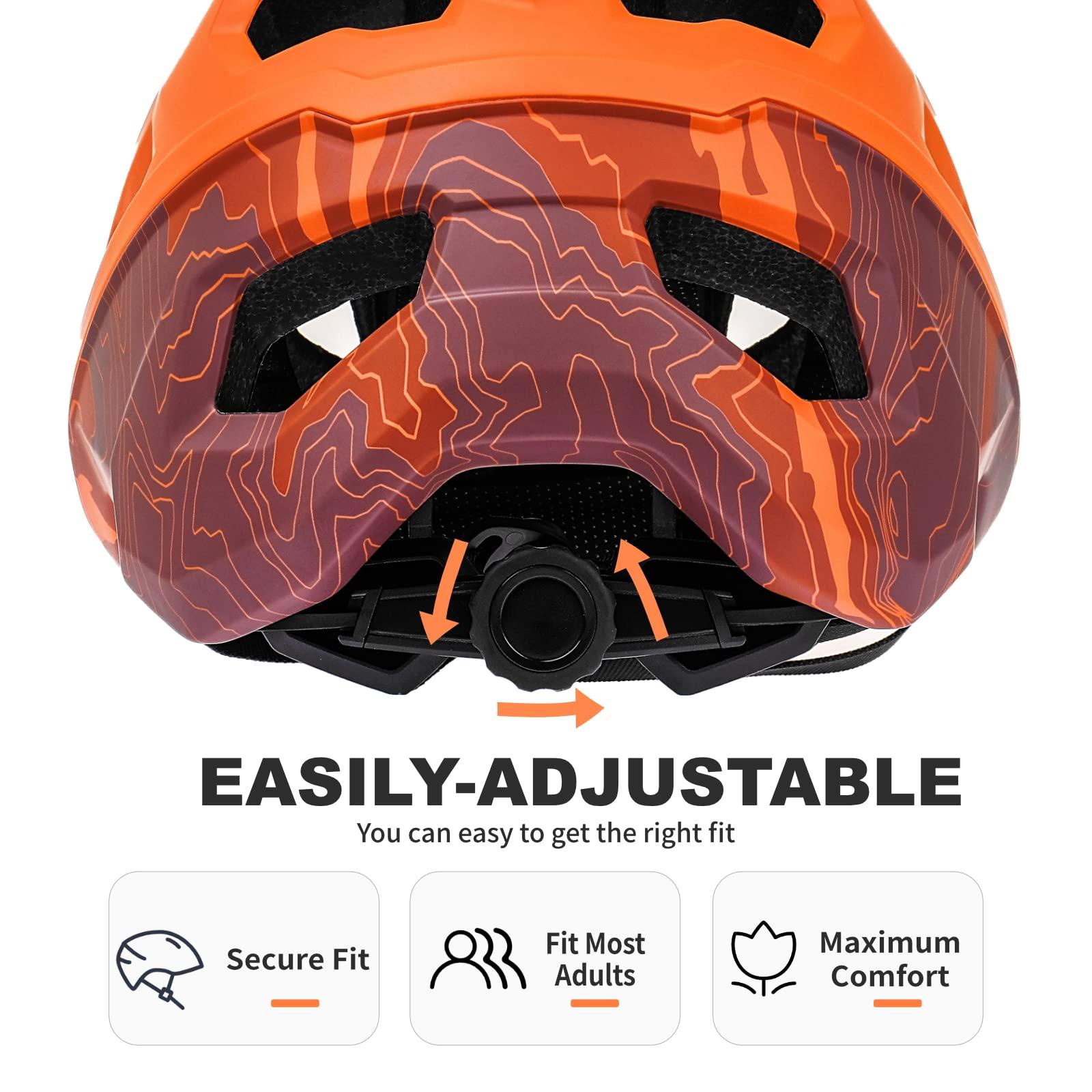 BATFOX BATFOX Bike Helmet Mountain Bike Helmets for Men Women Adults MTB Bicycle Cycling BMX Bike Helmet(Orange,L(55-59CM))