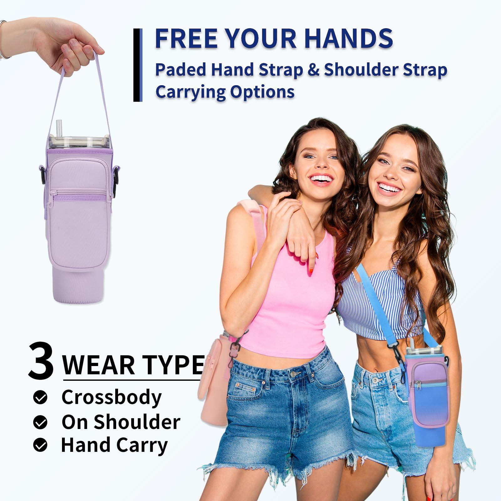 GOEWY GOEWY Water Bottle Carrier Bag for Stanley 30 oz Tumbler with Phone Pocket Neoprene Water Bottle Holder with Shoulder & Handheld Strap Stanley Cup Accessories