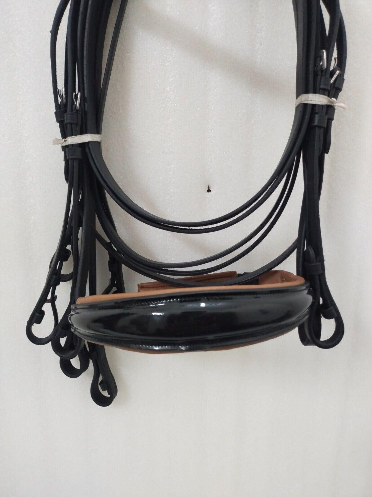 NineFit Basics SABA International Weymouth Leather Double Reins Bridle Brown Padding (Small)