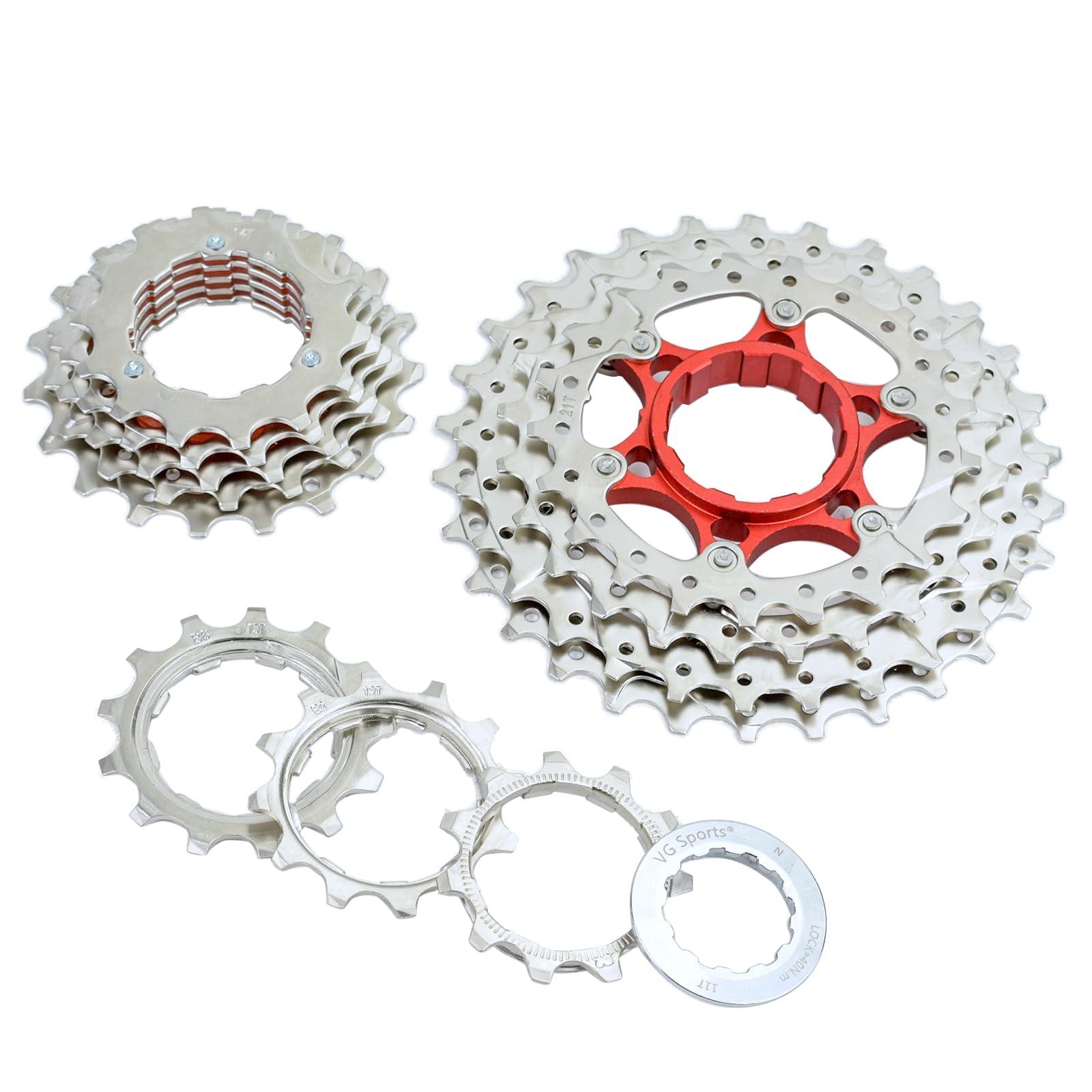 VG SPORTS VG SPORTS 12 Speed 11-30T Road Bike Ultra-Light Cassette Lightweight Aluminum Bracket Bike Cassette (Silver)