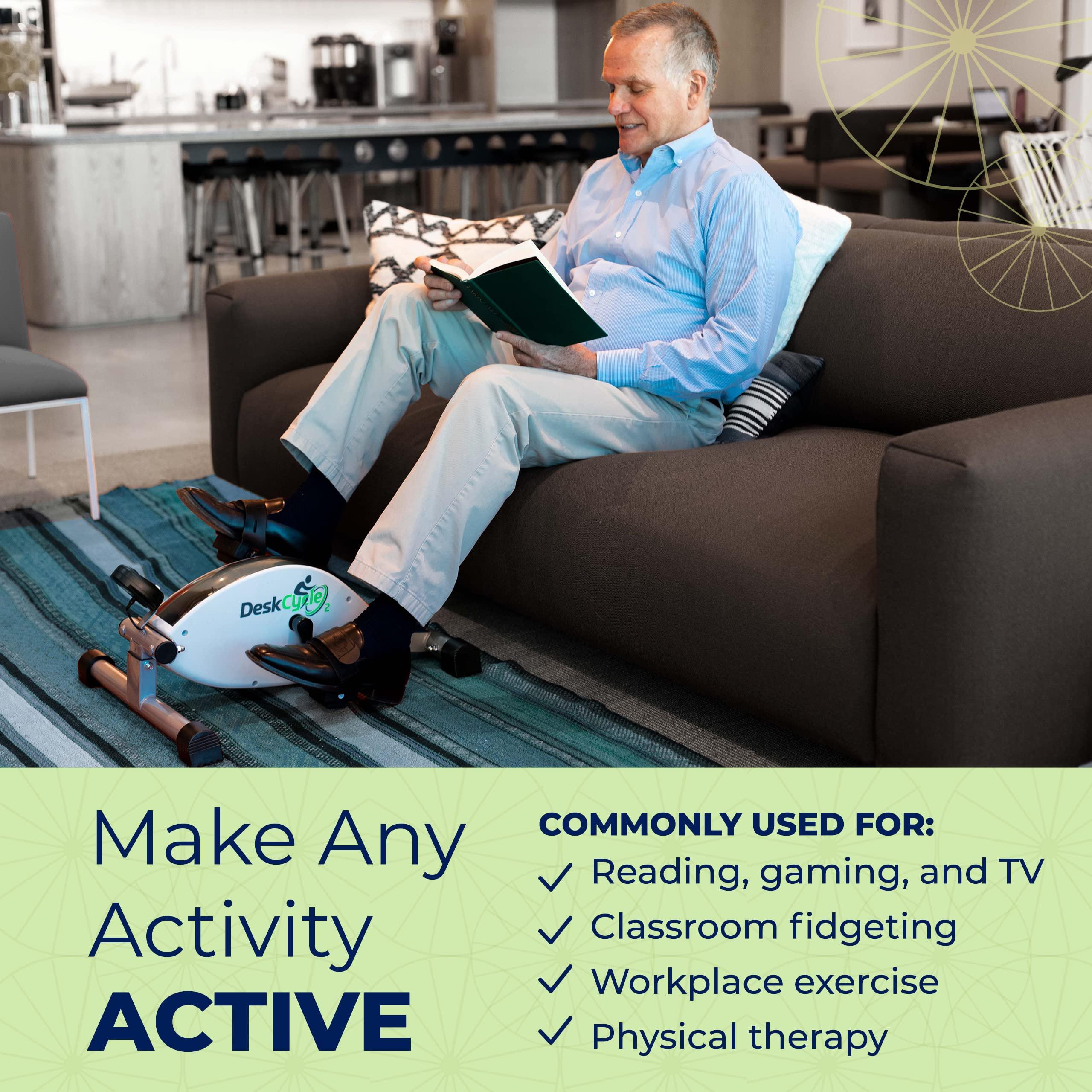 DeskCycle DeskCycle 2 Under Desk Bike Pedal Exerciser with Adjustable Height - Stationary Bikes for Home & Office (Grey)