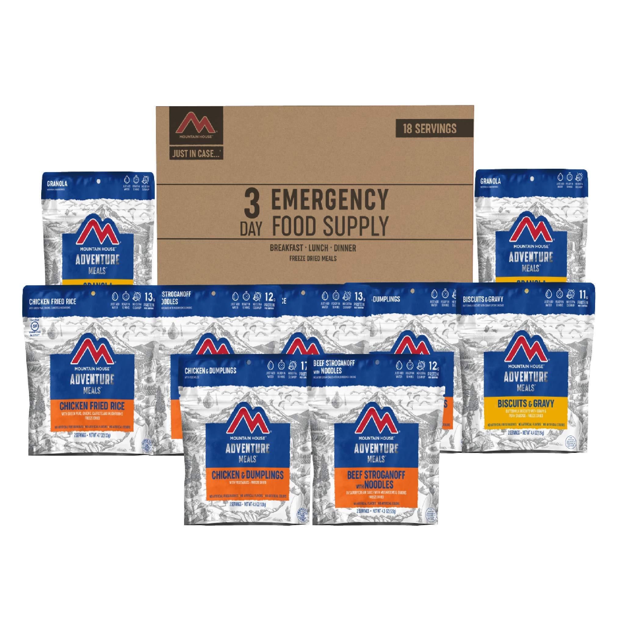 Mountain House Mountain House 3-Day Emergency Food Supply | Freeze Dried Survival & Emergency Food | 18 Servings & Breakfast Skillet | Freeze Dried Backpacking & Camping Food | 2 Servings | Gluten-Free