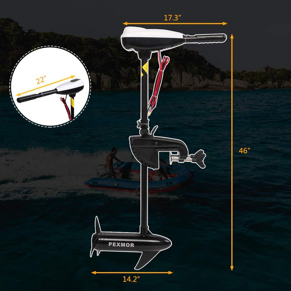 PEXMOR PEXMOR 55LBS Thrust 8 Speed Electric Trolling Motor, Electric Outboard Boat Motor w/Adjustable Handle & LED Indicator, Transom Mounted for Saltwater, Kayak, Fishing Boat