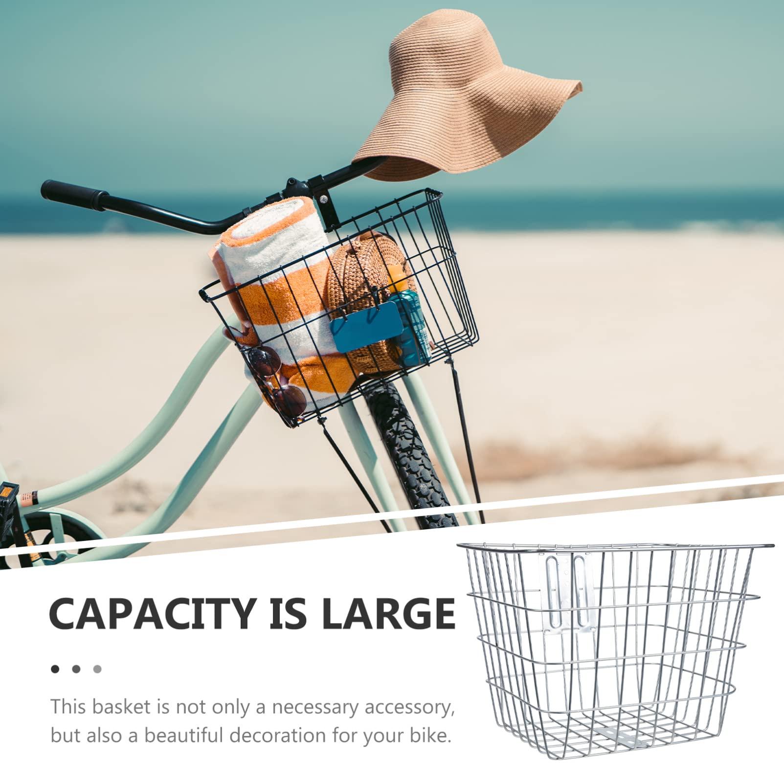 BESPORTBLE BESPORTBLE Front Bike Basket Bicycle Wire Baskets Small Pet Carrier Bag Compatible with Electric Bikes Silver