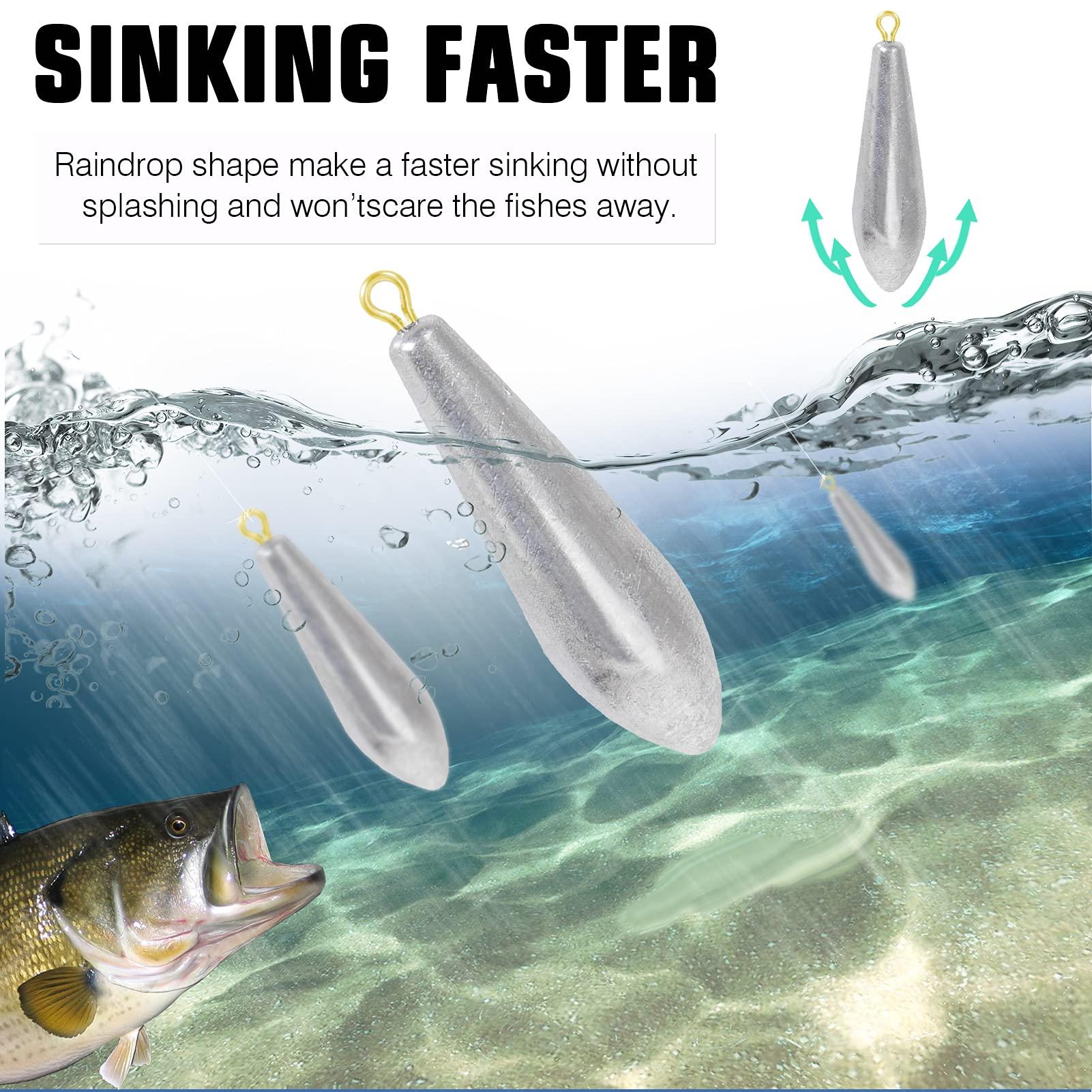 AMYSPORTS AMYSPORTS Drop Shot Fishing Weights Kit Lead Freshwater Fishing Sinkers Bass Casting Removable Fishing Weights Saltwater Streamlined 8pcs 1.8oz