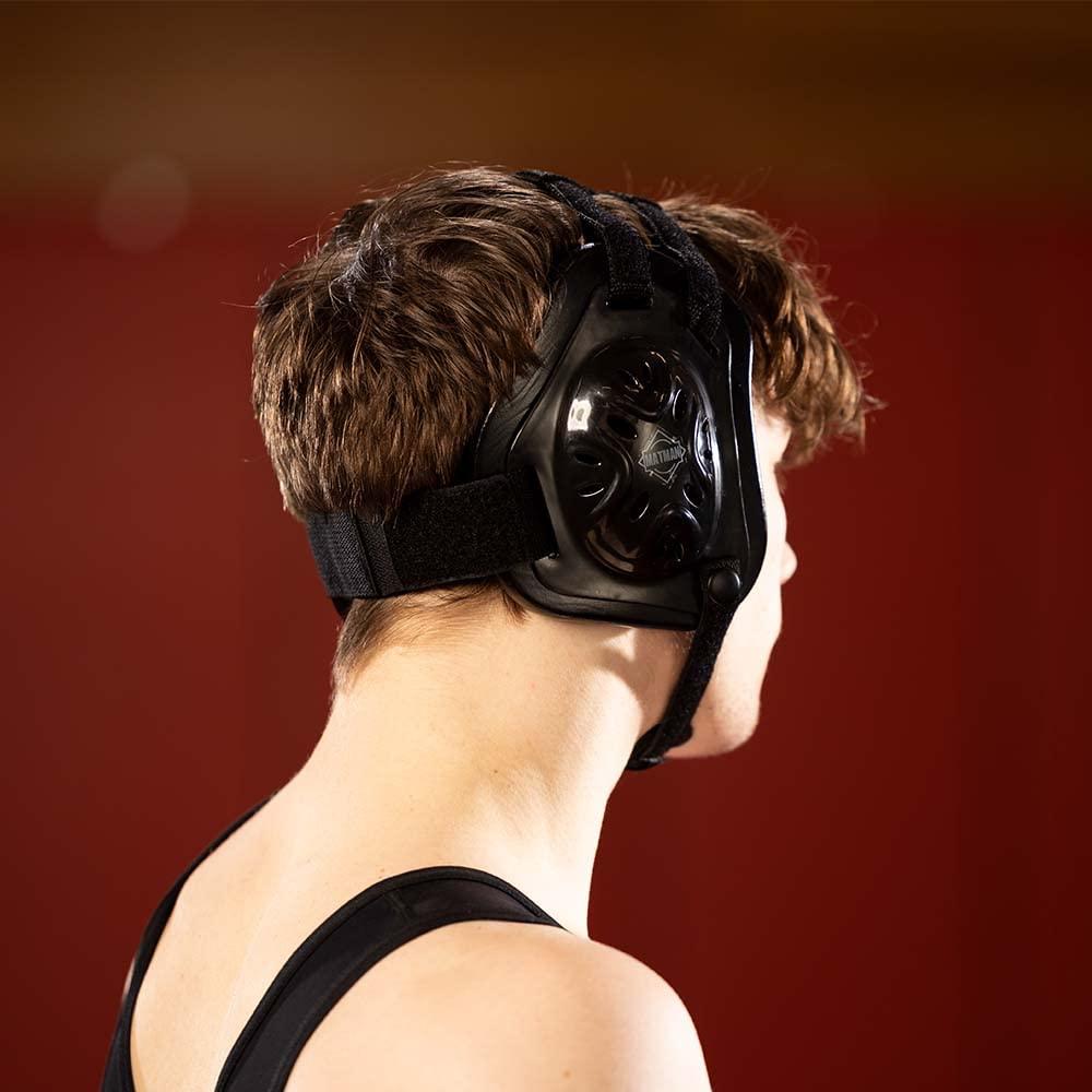 Matman Matman Wrestling Headgear Adult Men Women Ear Guard BJJ Triforce Grappling Head Guard (Black)