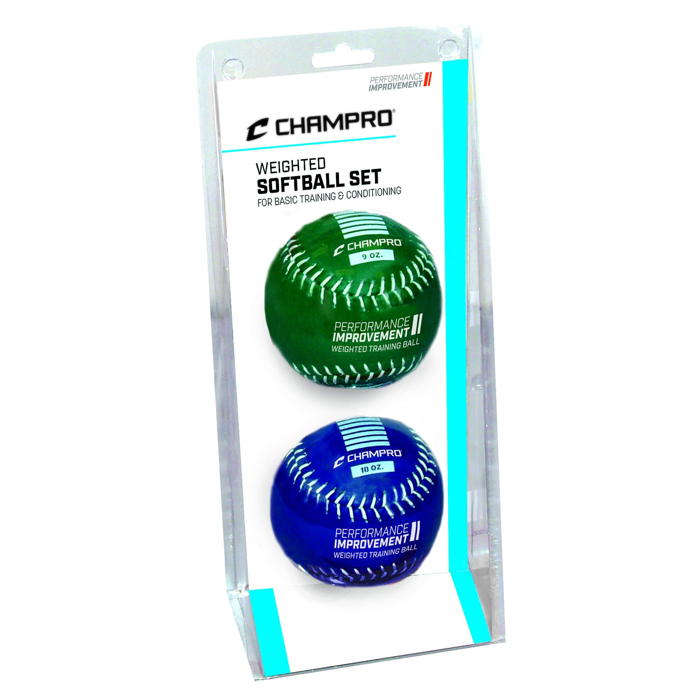 CHAMPRO CHAMPRO Weighted Training Softball Set GREEN, BLUE ,12-Inch