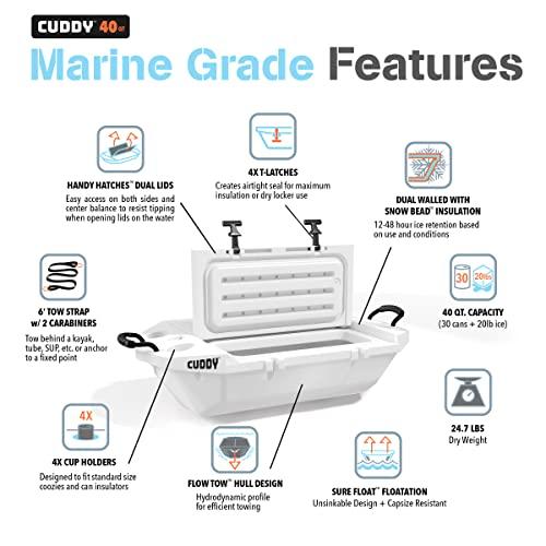 GoSports Outdoors CUDDY Floating Cooler and Dry Storage Vessel for Land & Water 40QT Great for River, Beach, Kayak, Pool, & Lake - White