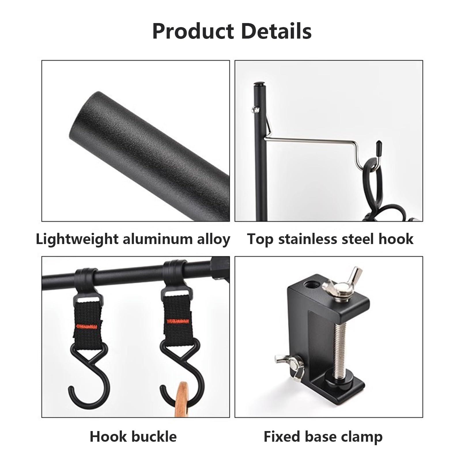 Walkervo Camping Storage Rack Multifunctional Aluminum Lightweight Folding Table Stand with Lantern Stand Portable Shelf Rack Organizer with Hooks Camping Hanging Rack for Camping Outdoor Picnic ,Double layer