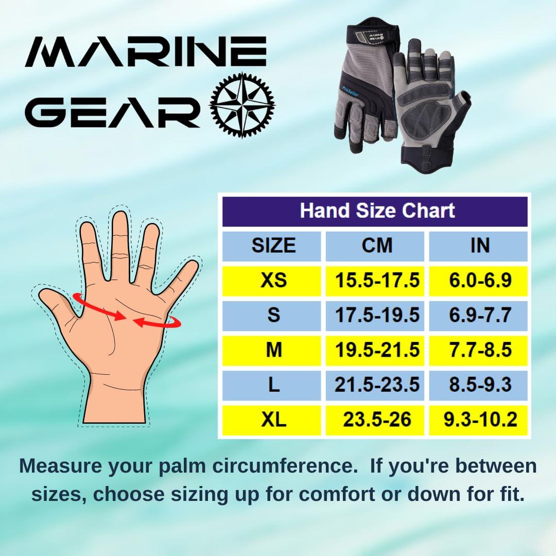 Marine Gear Marine Gear Sailing Gloves (Small) - 3-Finger Dexterity Sailing Gear with Better Grip, Neoprene and Padded Knuckles, Reinforced Pressure Points