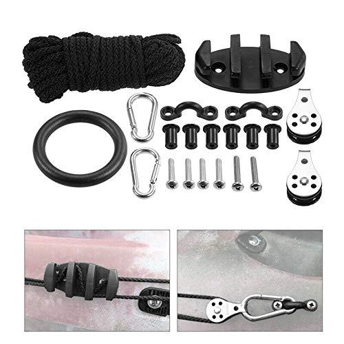 ISURE MARINE ISURE MARINE Kayak Canoe Anchor Trolley Kit Eyes Wellnuts Screws Kayak Accessories Zig Zag Cleat Rigging Ring Pulleys DIY Boat 30 Feet Rope