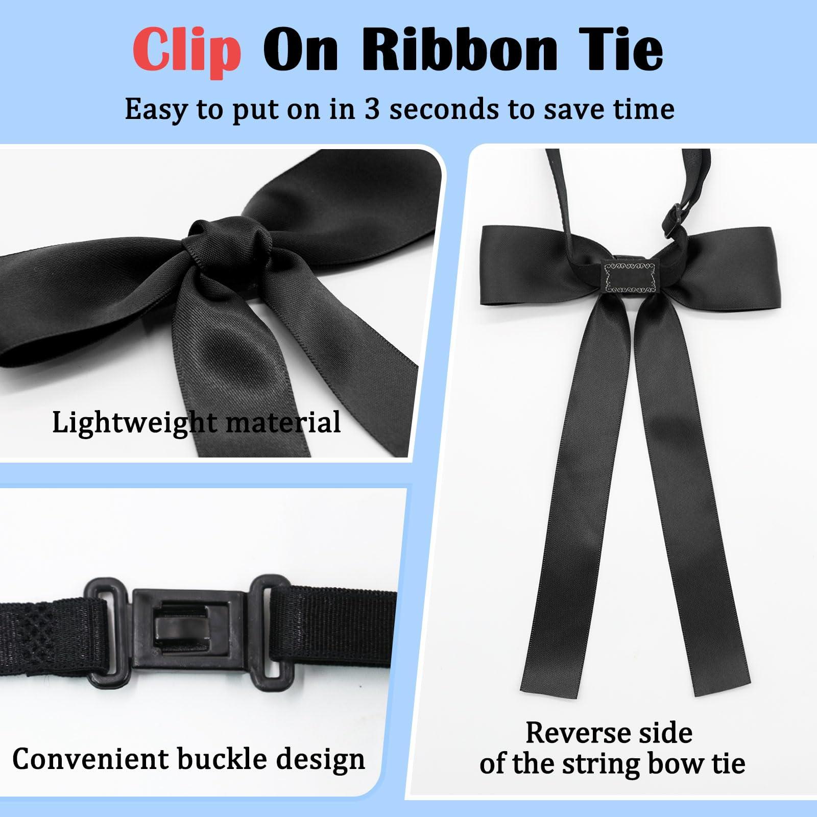 Luckyvestir Luckyvestir Western Bow Ties for Men Women, Black/Red Colonel Satin Ribbon String Bow Tie for Costume Uniform