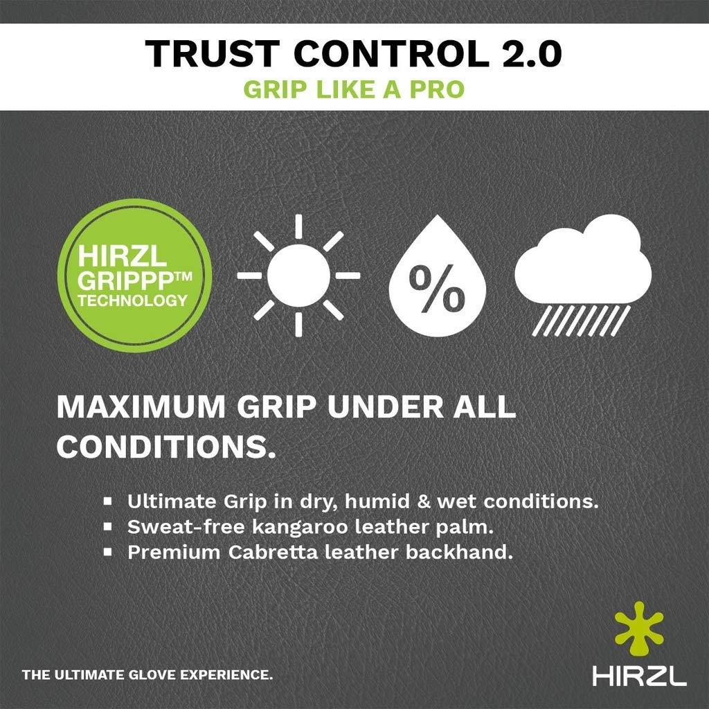 HIRZL HIRZL Trust Control 2.0 Golf Gloves, All Weather Mens Golf Glove, White/Black, Kangaroo Leather Palm, Cabretta Leather Backhand, Trusted by Pros, Sweat Free, Ultimate Grip, Small, Worn on Right Hand